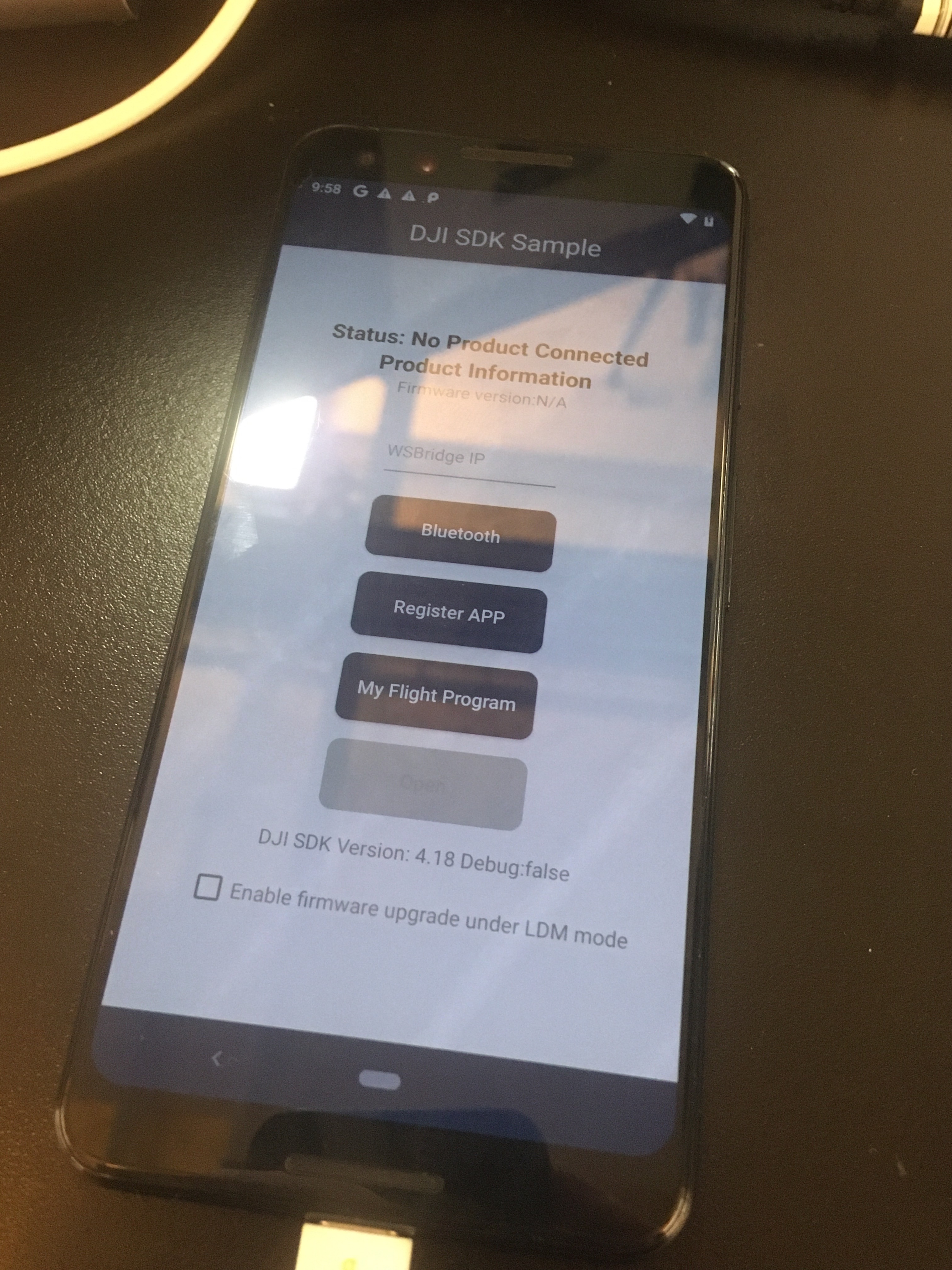 Drone secured with zip ties during testing