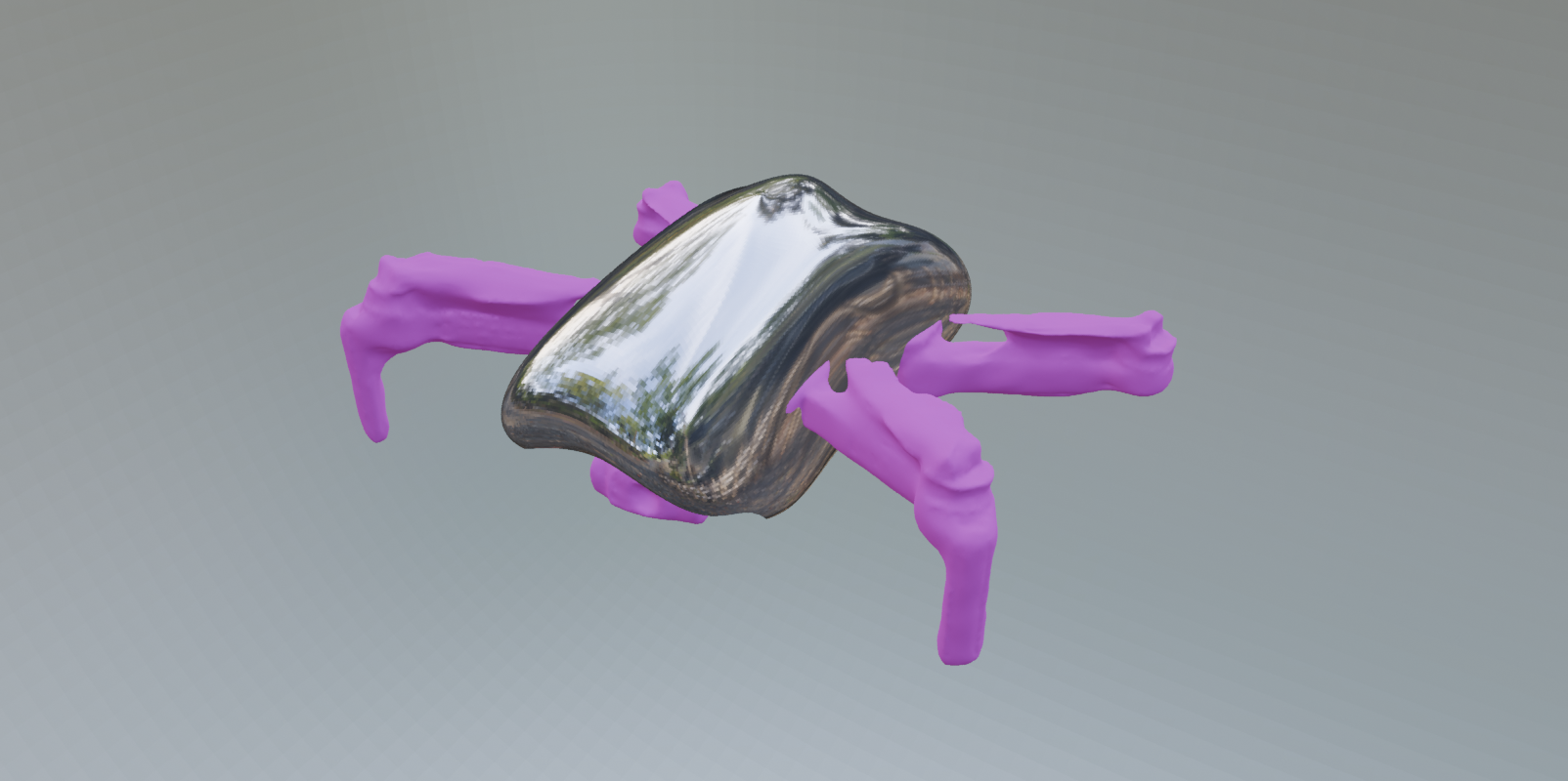 Silver blob shell design concept - front view