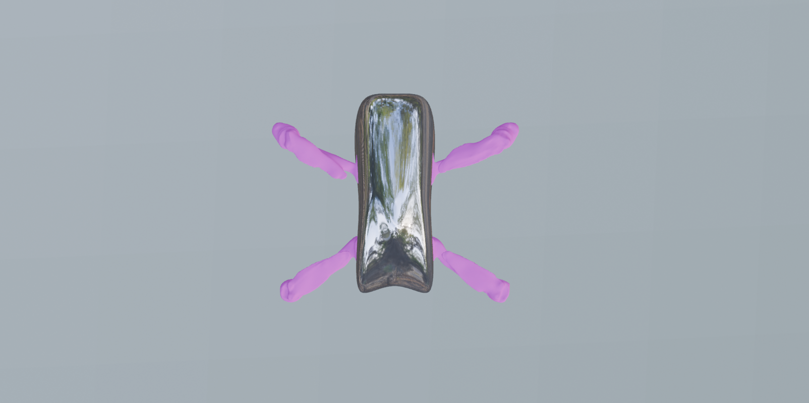 Silver blob shell design concept - side view