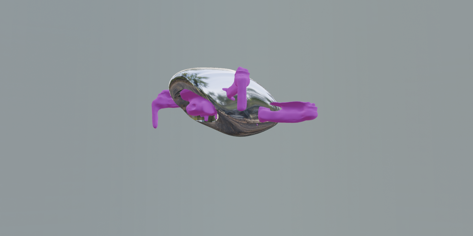 Silver blob shell design concept - detail view