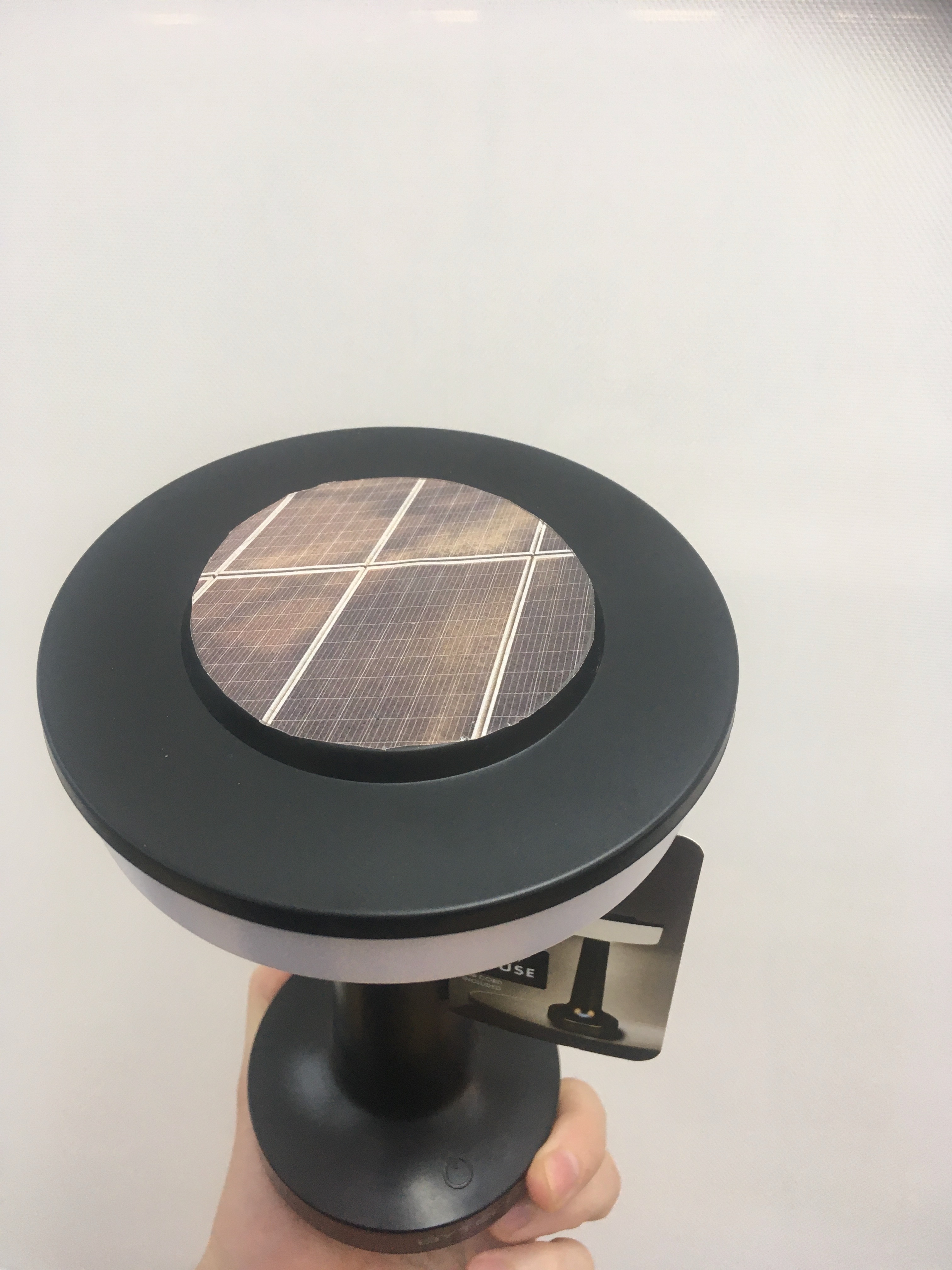 Solar powered lamp prototype - front view