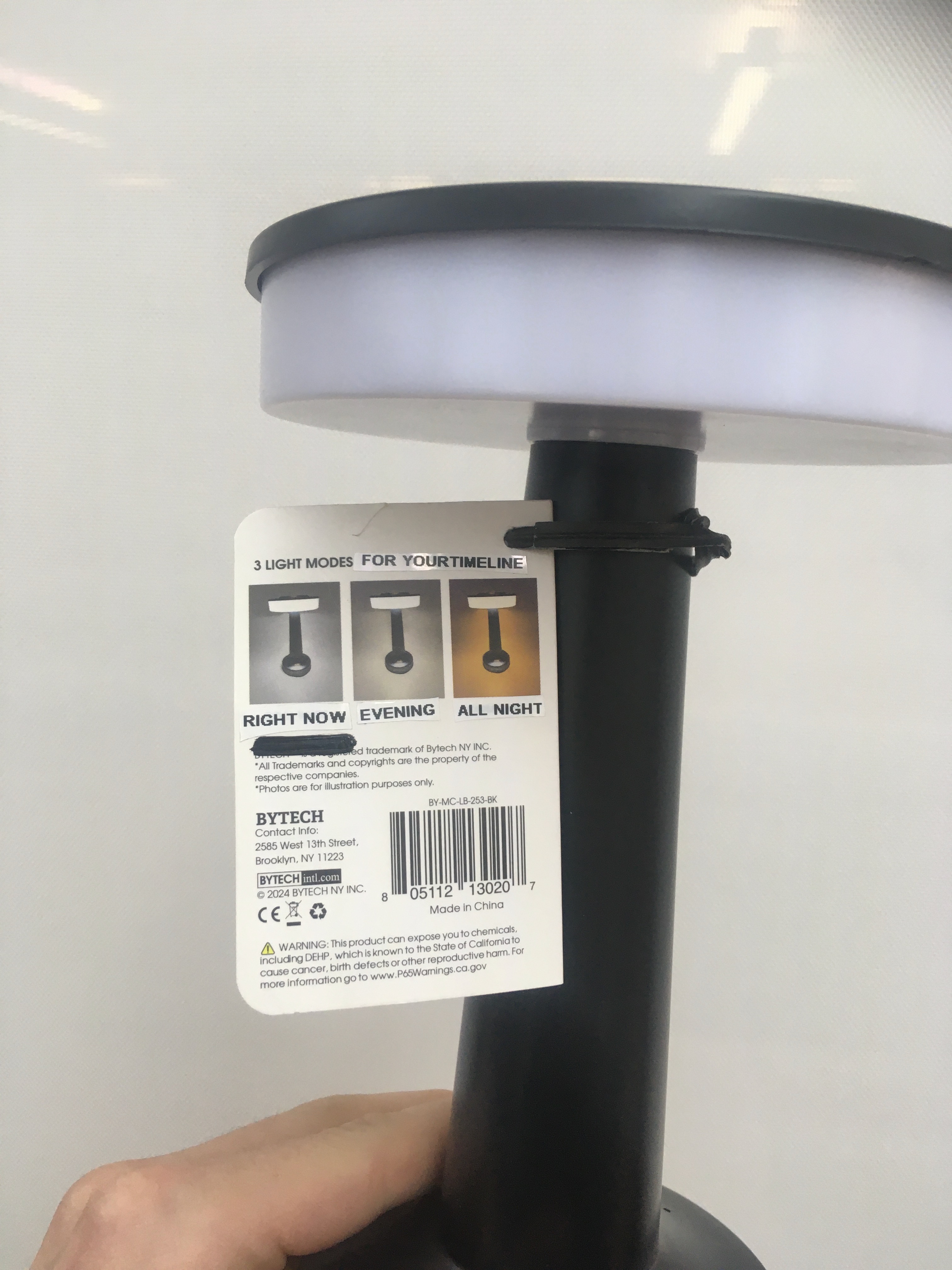 Solar powered lamp prototype - side view showing construction