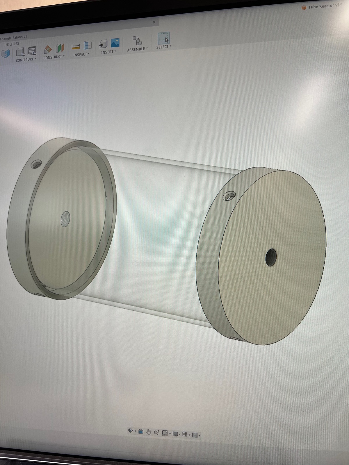 Fusion 360 model of the tube chamber end caps