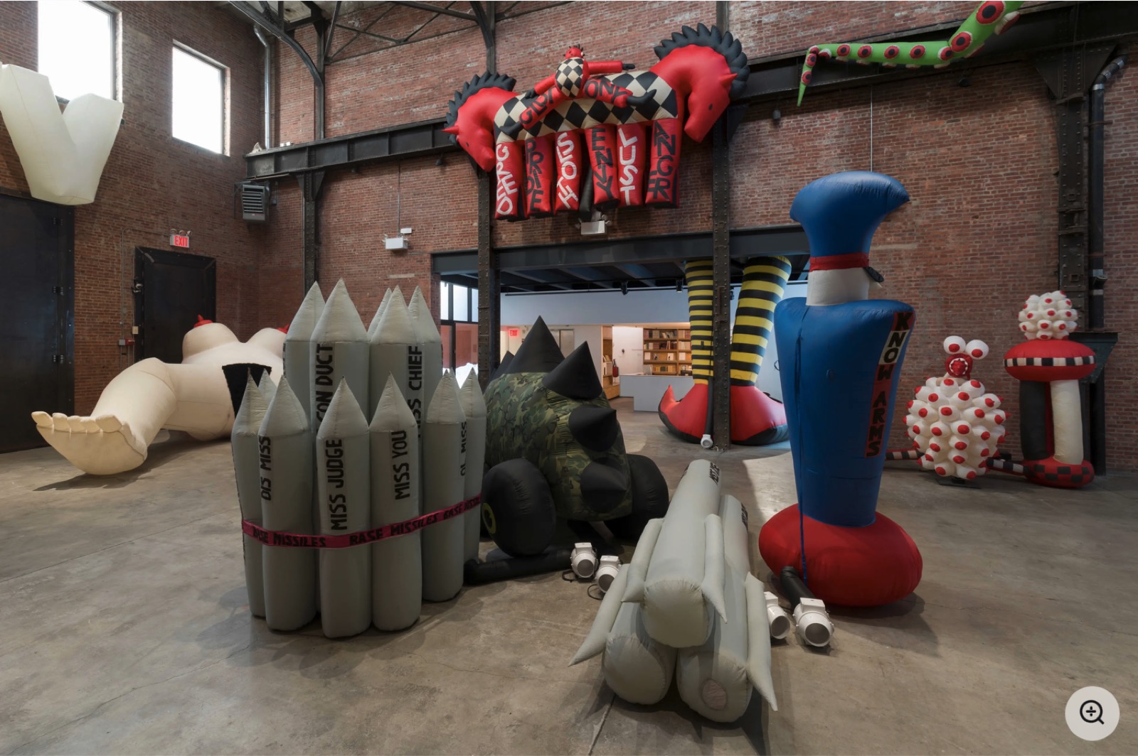 Sculpture Center gallery view showing Red Dick in the background