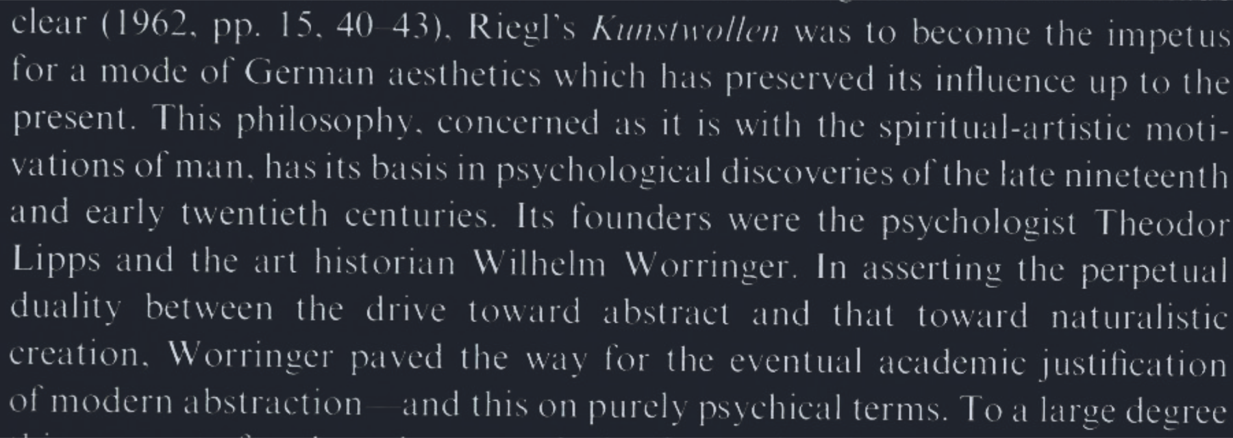 Passage from Beyond Modern Sculpture on Riegl&rsquo;s Kunstwollen as the impetus for a German aesthetics of the spiritual-artistic motivations of man