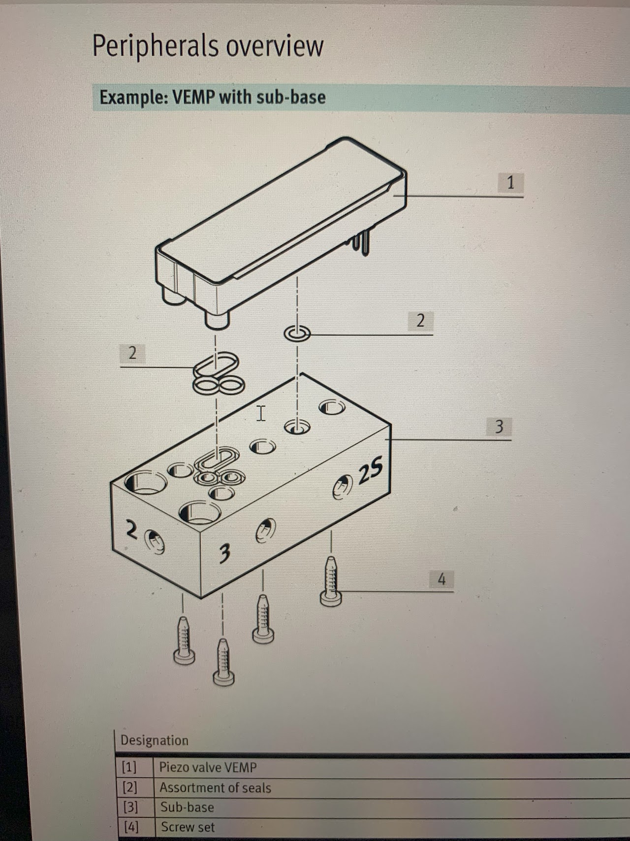 Piezo valve VEMP sub-base specification diagram