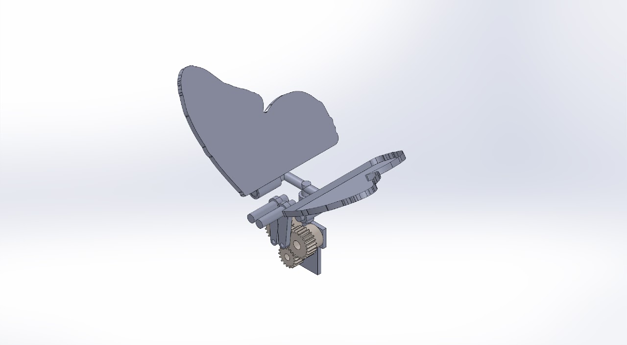 SolidWorks CAD render of ornithopter mechanism
